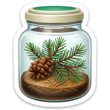 jar of fallen pine needles sticker