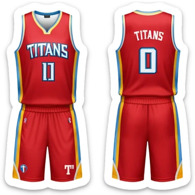 red, yellow, white titans basketball jersey with no blue sticker