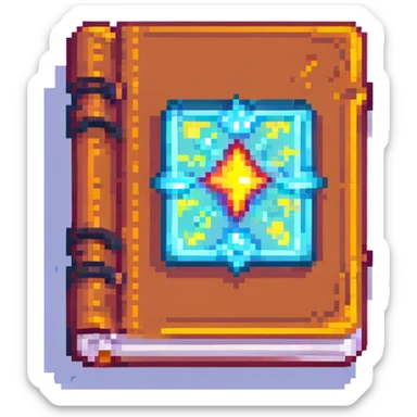 pixel art style enchantment book, glowing, magical, closed, vibrant colors sticker