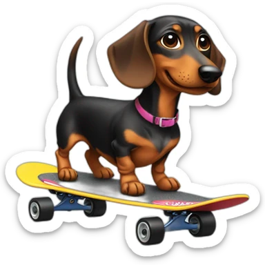 Dachshund riding a skateboard sticker