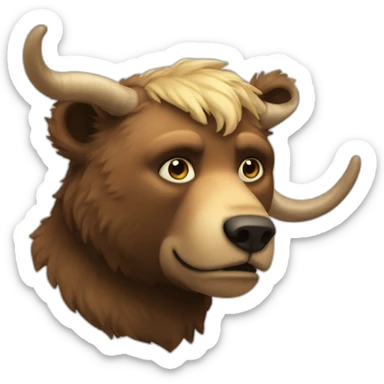 a bear that looks like a centaur wearing a horn sticker