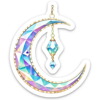 Hanging crystal crescent moon suncatcher  sticker