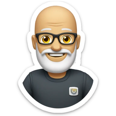 Bearded bald man Dorky awkward smile thumbs up  sticker