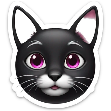 Cute black cat with pink with cute eyes  sticker