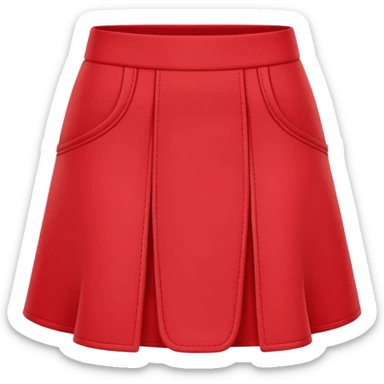 A 3D cartoon red skort (skirt-shorts combo) with gentle fabric folds and neat finish, isolated on plain background, Memoji-style. sticker