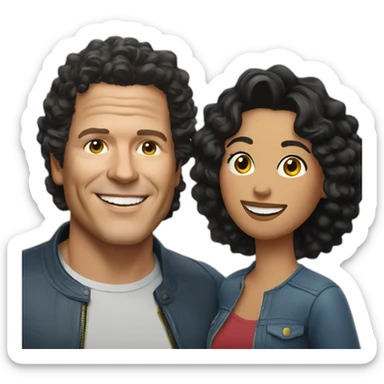 Carlos Vives with Colombian woman of 30's with short curly black hair sticker