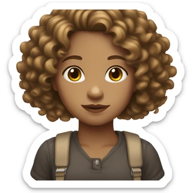 Light skinned girl with curly brown hair  sticker
