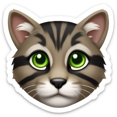 tan and black tabby min coon with green eyes  sticker