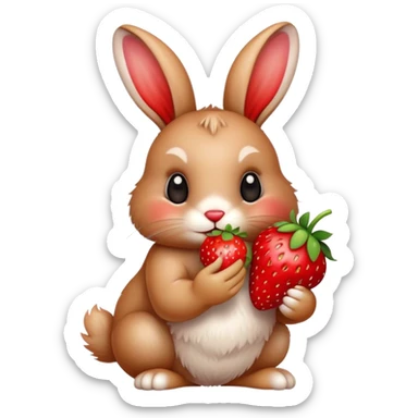 bunny eating strawberry cute sticker