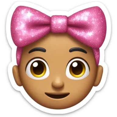 Pink bow with glitters and glam sticker