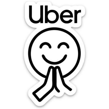 Uber thank you emoji, sleek, tech-inspired, black and white, subtle green accent sticker