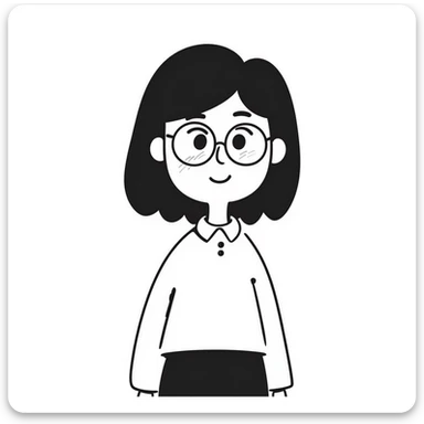 young Vietnamese girl with shoulder-length black hair and glasses sticker