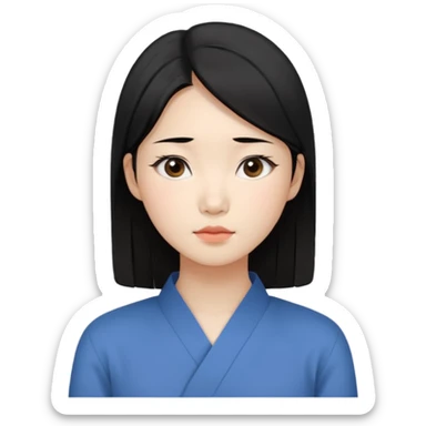 Korean woman, East Asian features,
female human face avatar only,
headshot portrait, face only,
thoughtful and calm expression, sensitive mood,
neutral face, minimal expression,
natural black hair, simple hairstyle,
clean background,
no clothes, no body, no accessories,
no cartoon, no fantas sticker