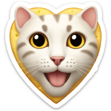 cheese cat heart sticker