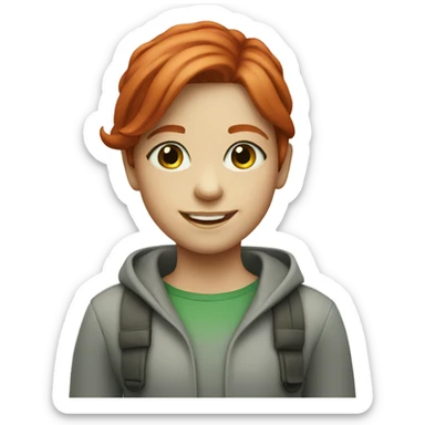 smiling girl with red hair green eyes sticker