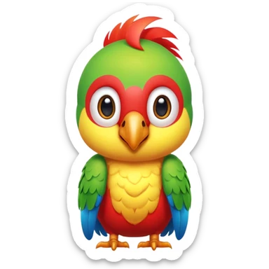 exotic parrot character, colorful feathers, cute face, 3D cartoon, mobile game icon style, clean background, no text, no watermark
 sticker