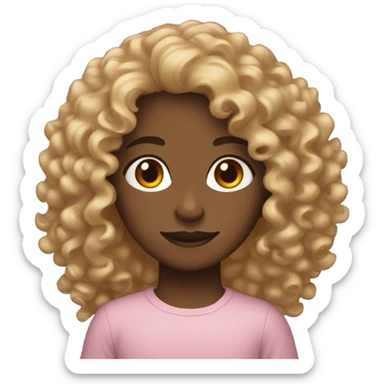 Curly hair, almond skin tone. sticker