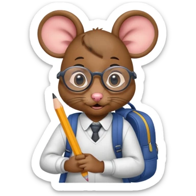 Petite souris à l'école sticker