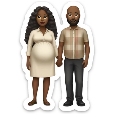 A man with beard wearing a burberry shirt with a pregnant black woman￼ sticker