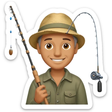 a man holding a fishing rod sticker