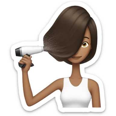 Brunette girl blow drying hair sticker