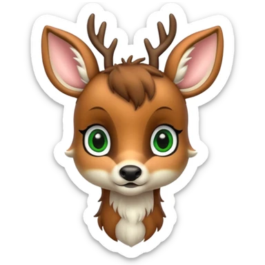 Bambi deer cute, green and white sticker