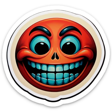creepy eerie smiling face sticker