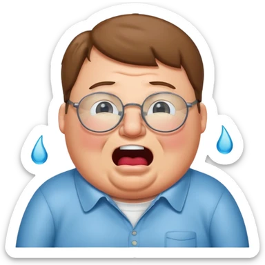 cartoon peter griffin with glasses as a laughing crying emoji sticker