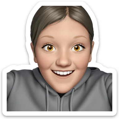 smiling girl in grey hoodie sticker