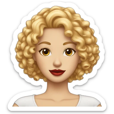Curly blonde girl red lips cat bengal sticker
