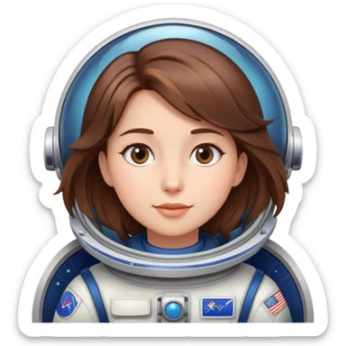 beautiful brown hair girl flying to space sticker