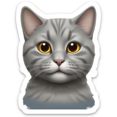 Gray Scottish cat With a kiss sticker