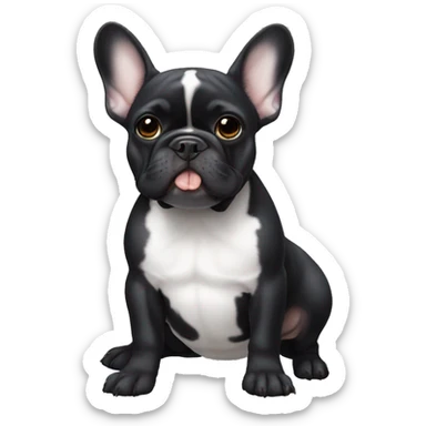 Black French bulldog with withe spot on tummy  sticker