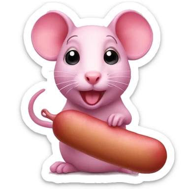 pink girl rat with sausage sticker