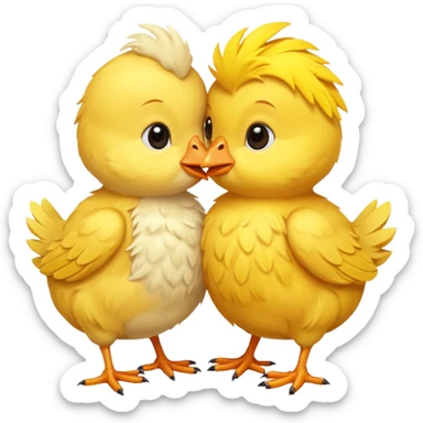 Dos pollitos dándose un beso  sticker