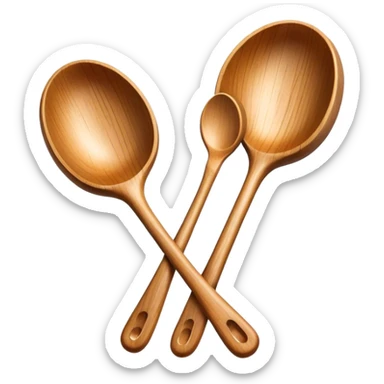 Two wooden spoons clashing together rhythmically, just like in traditional folk dance performances. The motion captures the lively energy of cultural dance and music sticker