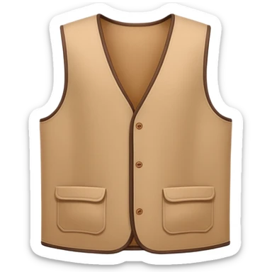 A 3D Apple-style emoji of a simple sleeveless vest (yelek), front view, minimal and clean design, soft fabric texture, neutral colors, cartoon-like and cute style sticker