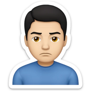 lightskin man with black hair emoji with a frown sticker