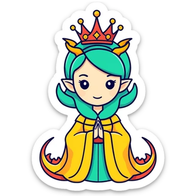 mother of dragons, fantasy queen with small dragons sticker