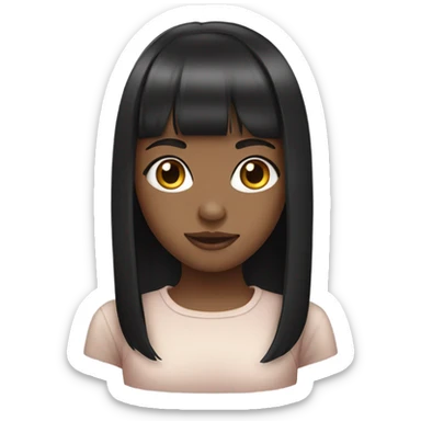 young girl, black haircut with bangs, fair skin sticker