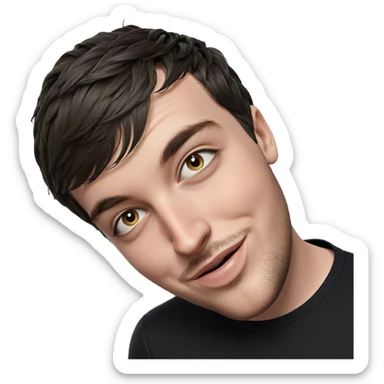 smiling boy in black shirt sticker