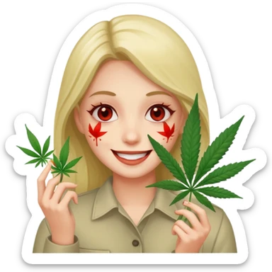 Make an emoji of a person extremely high off weed sticker