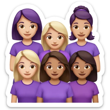 various races of women in a purple shirt ages 25-50 sticker
