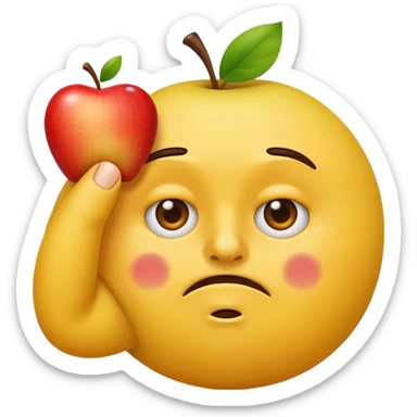 annoyed emoji holding hand up to nose, sniffing fingernails, apple emoji style sticker