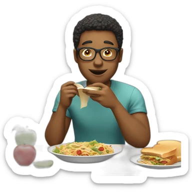 reading and eating lunch sticker