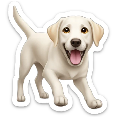 Excited white labrador mix sticker