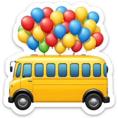 make me a high definition emoji of a bus suspended by ballons sticker