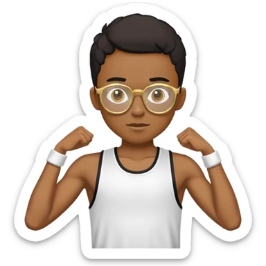 skinny black boy in gym outf with gold glasses sticker