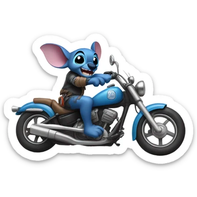 Stitch on motorcycle  sticker