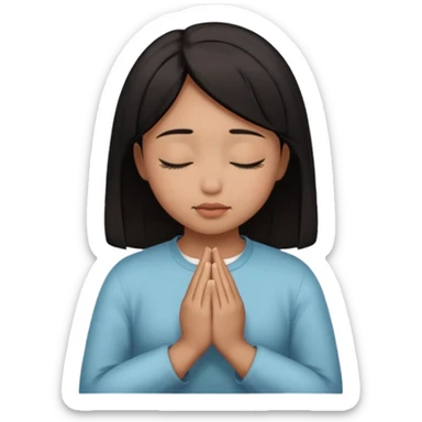 brown girl praying curls black hair and eyes closed sticker